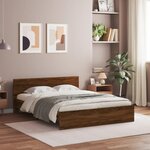 vidaXL Cadre de lit avec tête de lit chêne marron 150x200 cm
