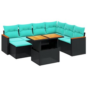 vidaXL Salon de jardin 8 Pièces avec coussins noir résine tressée