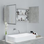 vidaXL Armoire de salle de bain à miroir LED Gris béton Acrylique