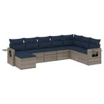 vidaXL Salon de jardin 8 Pièces avec coussins gris résine tressée