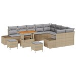 Canapé de jardin 12 pièces avec coussins Beige Rotin Poly Acacia
