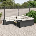 vidaXL Salon de jardin 11 Pièces avec coussins noir résine tressée
