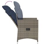 vidaXL Chaise de jardin inclinable avec coussins en résine tressée grise