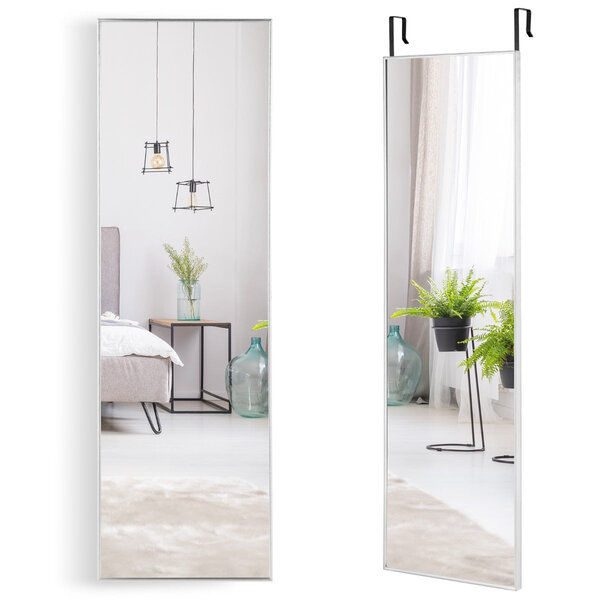 Miroir rectangulaire 120 x 37 x 2 cm avec verre incassable 2 méthodes de montage style moderne en aluminium argent 20_0012853