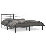 vidaXL Cadre de lit métal sans matelas et tête de lit noir 180x200 cm