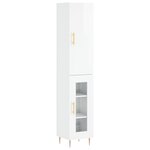 vidaXL Buffet haut Blanc brillant 34 5x34x180 cm Bois d'ingénierie