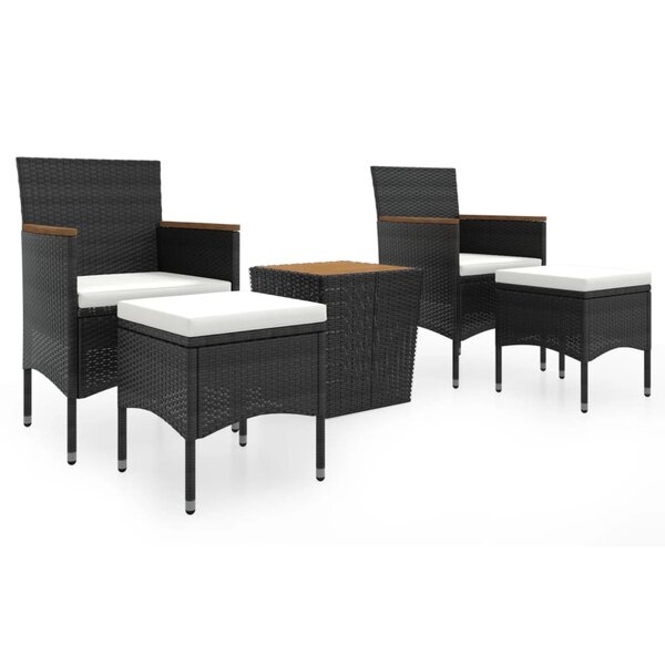 vidaXL Ensemble de bistro de jardin 5Pièces Résine tressée et acacia Noir