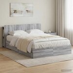 vidaXL Cadre de lit avec rangement Sonoma gris 150 x 200 cm