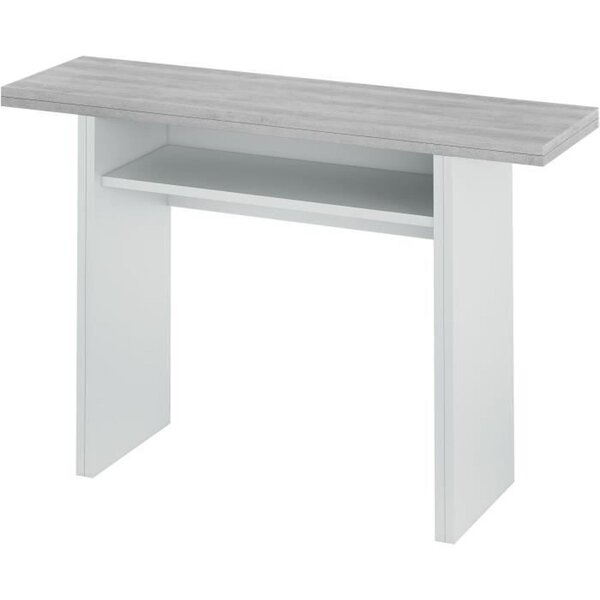 Table d'appoint TAVOLO dépliante - Mélaminé gris béton - 120 x 35/70 x 75/77 cm
