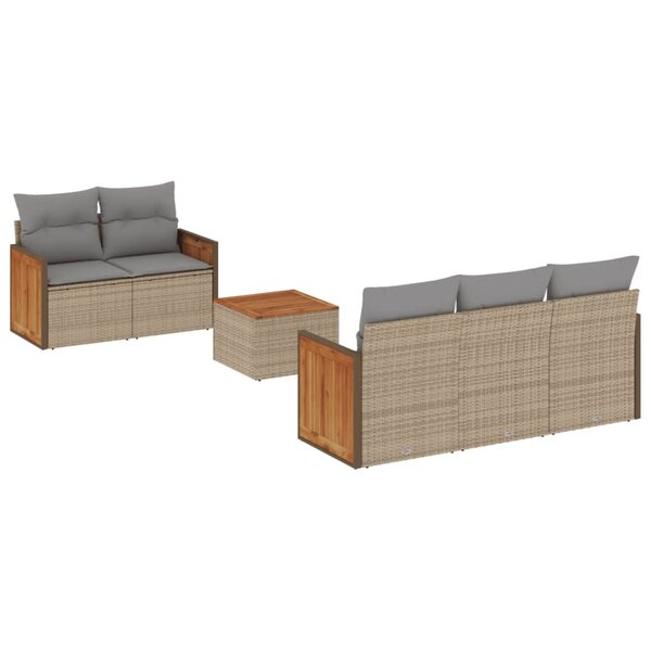 vidaXL Salon de jardin avec coussins 6 Pièces beige résine tressée
