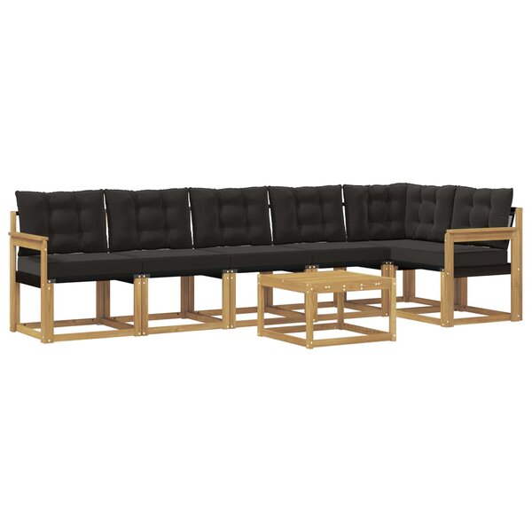 vidaXL Ensemble de canapés d'extérieur 7 Pièces Blanc et noir