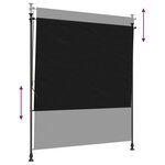 vidaXL Store Roulant Extérieur Noir 120 x 270 cm