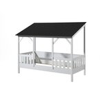 MALIA Lit cabane 90x200 avec toit noir