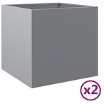 vidaXL Jardinières 2 Pièces argenté 42x40x39 cm acier galvanisé