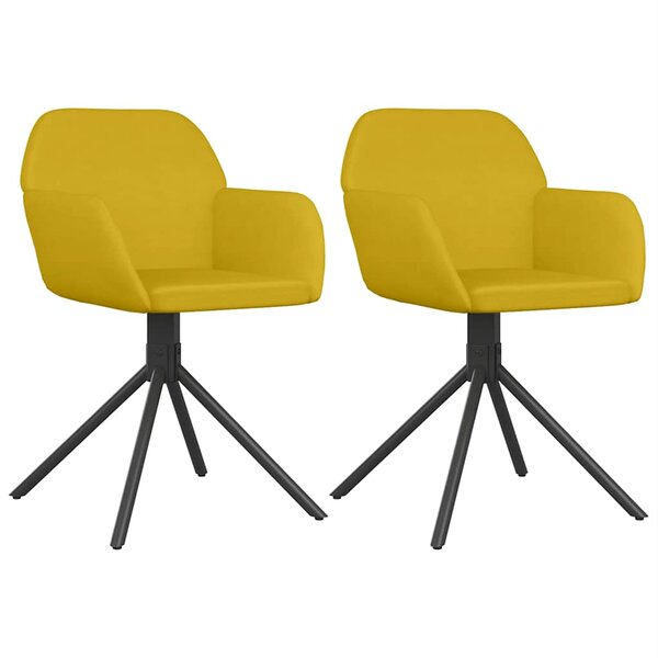 vidaXL Chaises pivotantes à manger lot de 2 Jaune Velours