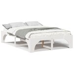 vidaXL Cadre de lit surélevé avec stockage Blanc Bois massif en pin