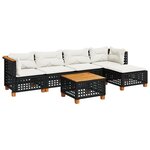 vidaXL Salon de jardin 6 Pièces avec coussins noir résine tressée