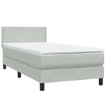 vidaXL Sommier à lattes de lit et matelas gris clair 90x220 cm velours
