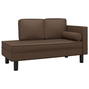 vidaXL Chaise longue avec coussins et traversin marron similicuir