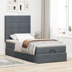 vidaXL Cadre de lit ottoman et matelas gris foncé 90x200 cm velours