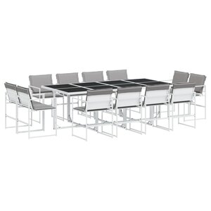 vidaXL Ensemble à manger de jardin avec coussins 13Pièces blanc textilène