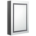 vidaXL Armoire de salle de bain à miroir LED gris brillant 50x13x70 cm
