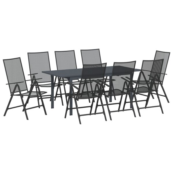 vidaXL Ensemble de salle à manger de jardin 9 pièces en acier anthracite