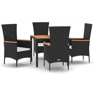 vidaXL Ensemble à manger de jardin coussins 5Pièces Noir Résine tressée