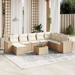 vidaXL Salon de jardin avec coussins 9 Pièces beige résine tressée