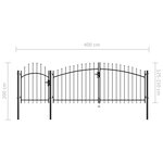vidaXL Portail de jardin Acier 2 x 4 m Noir