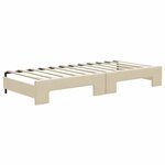 vidaXL Lit de jour avec gigogne et matelas crème 80x200 cm tissu