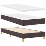 vidaXL Lit à ressort LED avec matelas Marron foncé 90 x 190 cm tissu