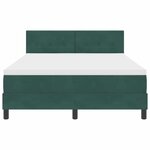 vidaXL Lit à ressort LED avec matelas Vert foncé 160 x 200 cm Velours