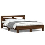 vidaXL Cadre de lit avec tête de lit et LED chêne marron 150x200 cm