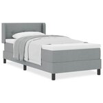 vidaXL Lit à ressorts avec matelas - Gris clair - 90 x 190 cm - Tissu