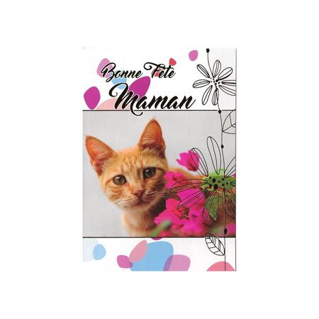 Carte de voeux - bonne fête maman - modèle : chaton roux