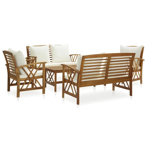 vidaXL Salon de jardin 5 Pièces avec coussins Bois d'acacia solide