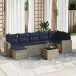 vidaXL Salon de jardin 8 Pièces avec coussins gris résine tressée