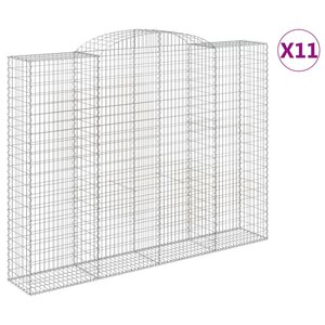 vidaXL Paniers à gabions arqués 11 Pièces 300x50x220/240 cm fer galvanisé