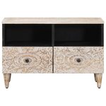 vidaXL Meuble TV Blanc 70 x 33 5 x 46 cm Bois de mangue massif