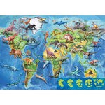 Puzzle - Carte du monde avec les dinosaures - Jeu éducatif - 150 pièces - Dès 6 ans