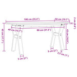 vidaXL Table basse cadre en Y 100x50x45 cm bois de pin massif et acier