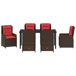 vidaXL Ensemble de salle à manger pour jardin 7 Pièces Marron Poly rotin