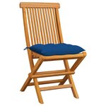 vidaXL Chaises de jardin avec coussins bleu 6 Pièces Bois de teck massif