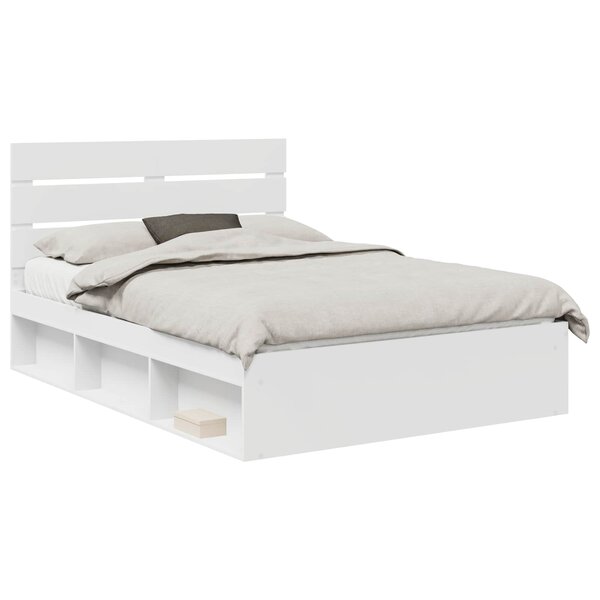 vidaXL Cadre de lit avec tête de lit Blanc 160 x 200 cm Pin massif
