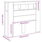 Tête de lit de rangement vidaXL avec lumières LED Chêne noir 120x18 5x103 5 cm