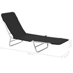 vidaXL Chaises longues pliables lot de 2 Acier et tissu Noir