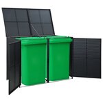 vidaXL Abris pour poubelle double Résine tressée Noir 148x80x111 cm