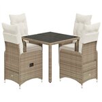 vidaXL Ensemble de bistro de jardin 5 Pièces coussins marron poly rotin
