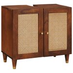 vidaXL Cabinet de salle de bain 2 Pièces Noir et or Bois de mangue massif